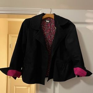 JCrew Black Double Breasted Swing Jacket